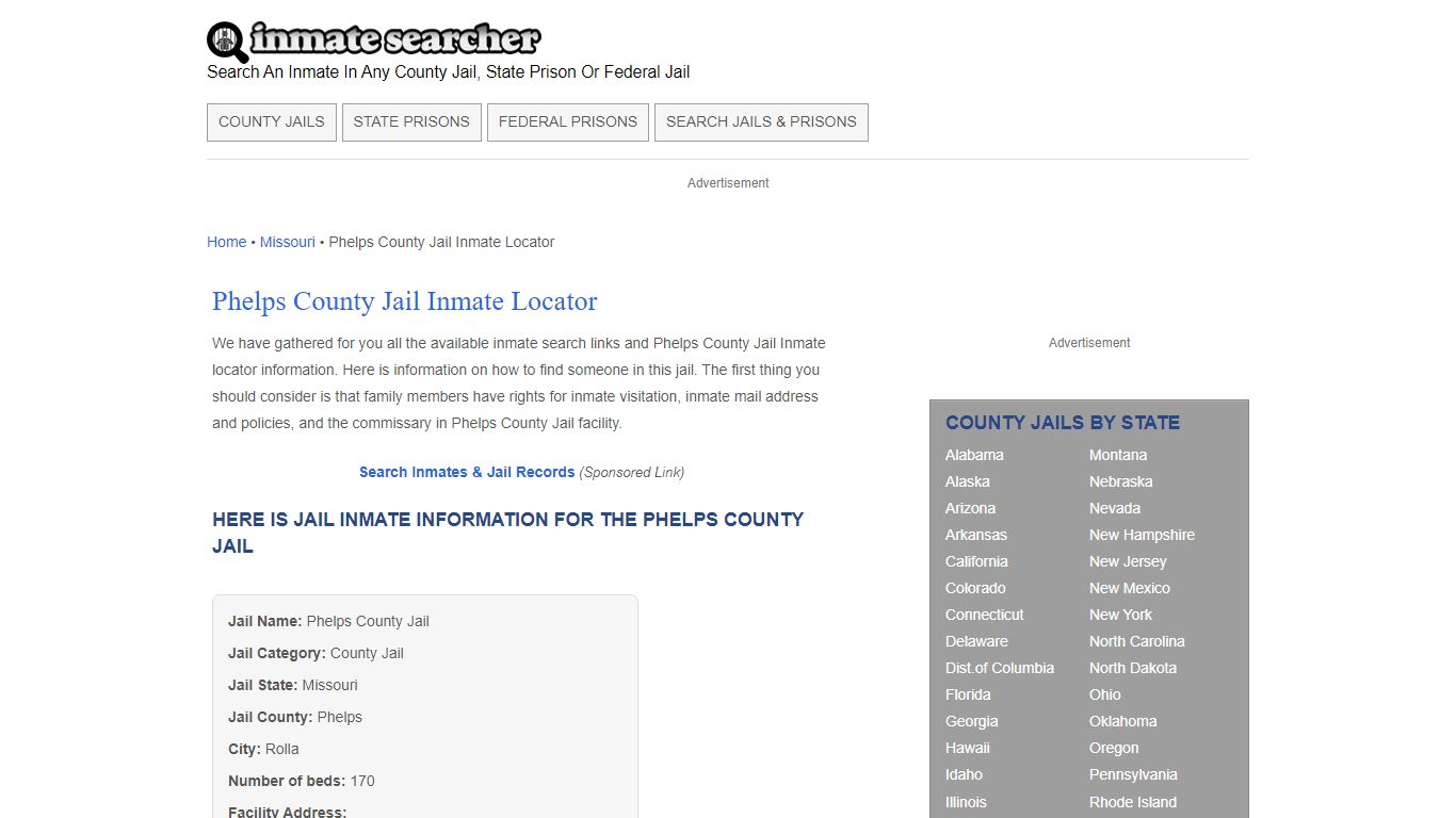 Phelps County Jail Inmate Locator - Inmate Searcher
