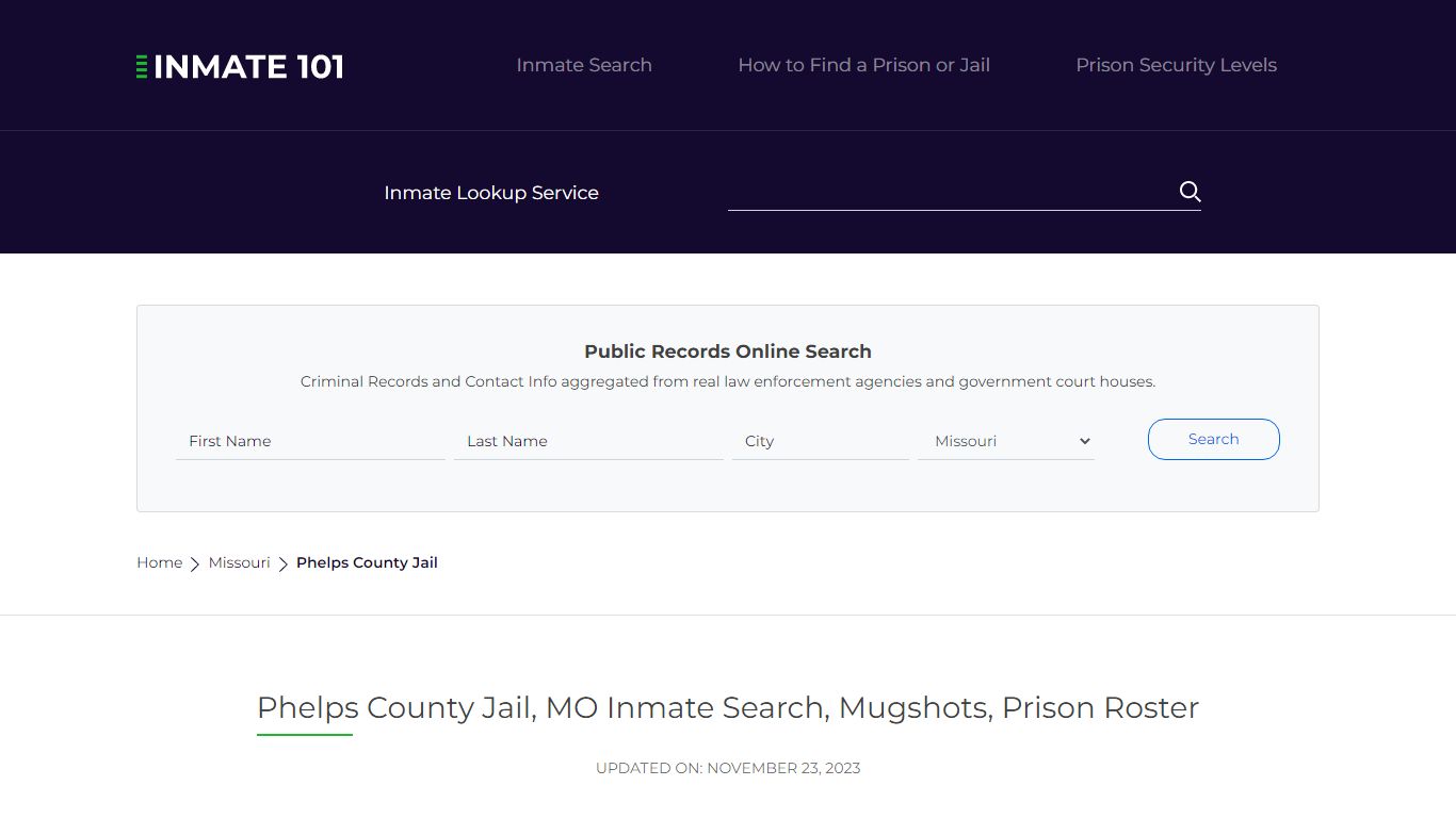 Phelps County Jail, MO Inmate Search, Mugshots, Prison Roster