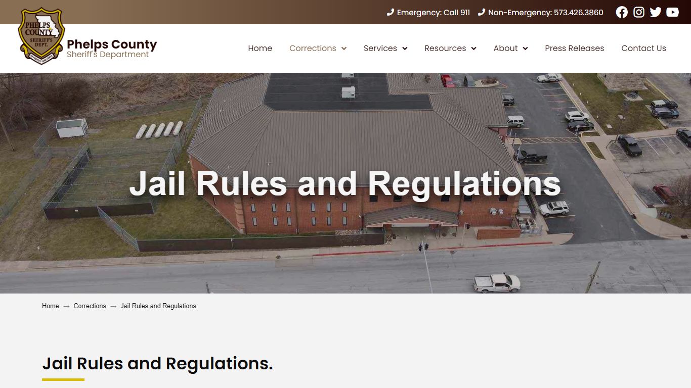 Jail Rules and Regulations | Phelps County Sheriff's Department